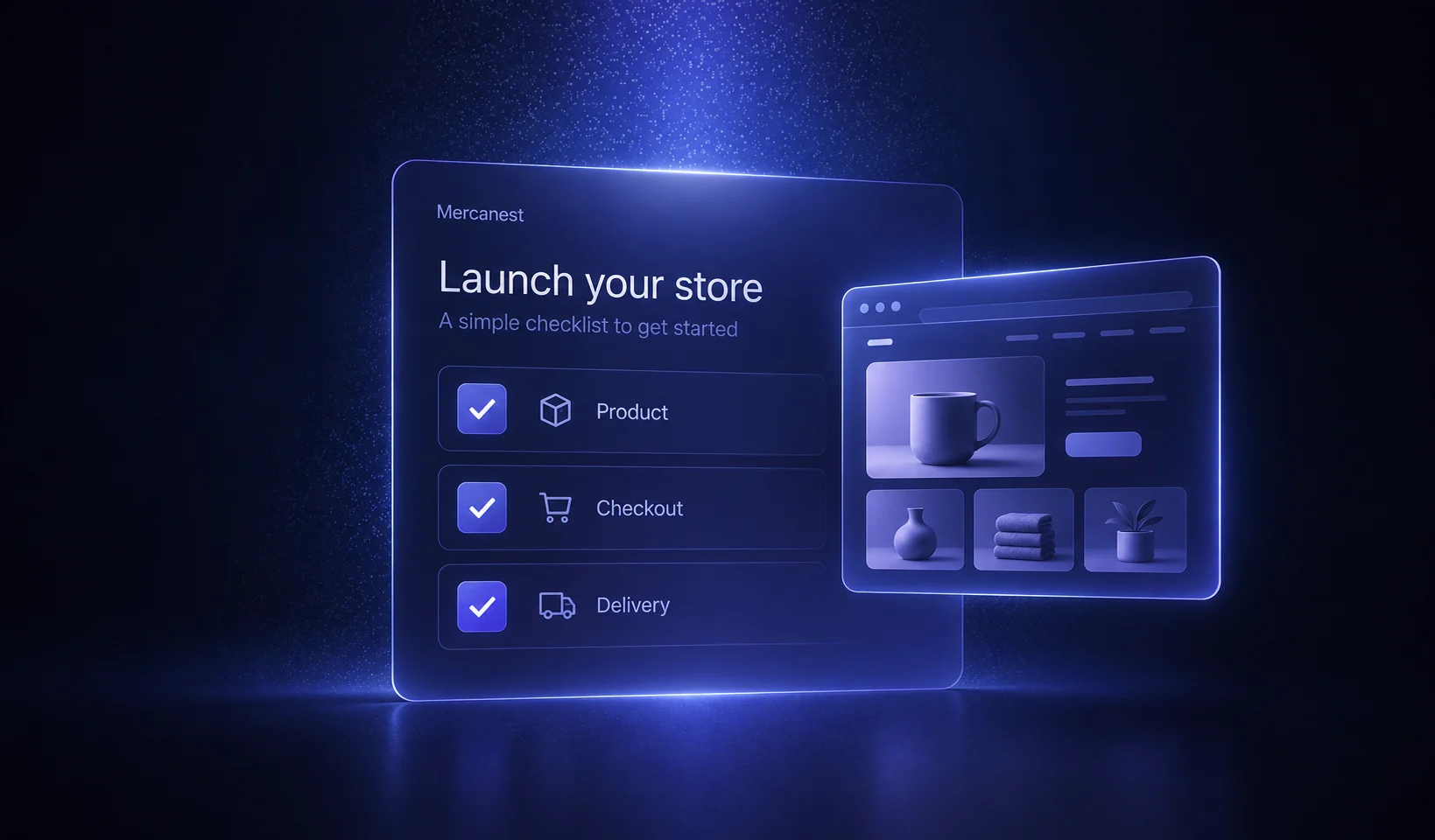 Mercanest store-launch checklist illustration