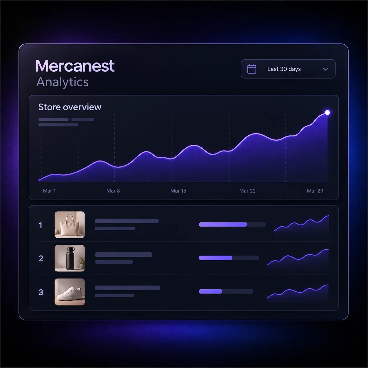 Illustrative Mercanest store analytics preview