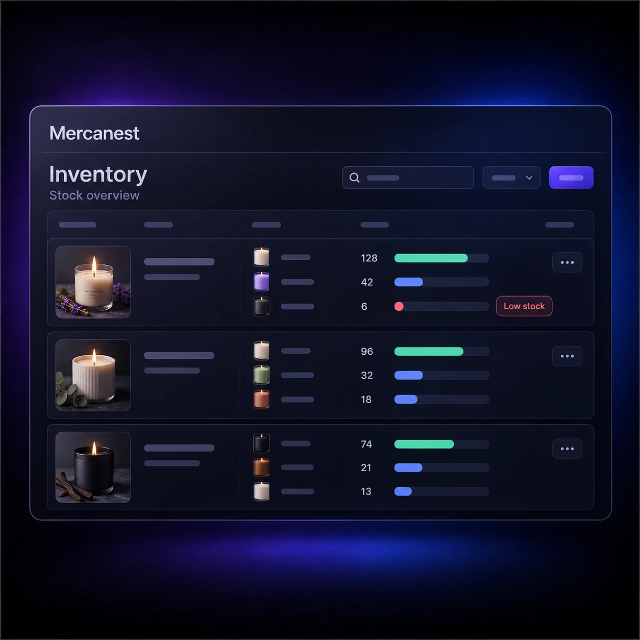 Illustrative Mercanest inventory management preview
