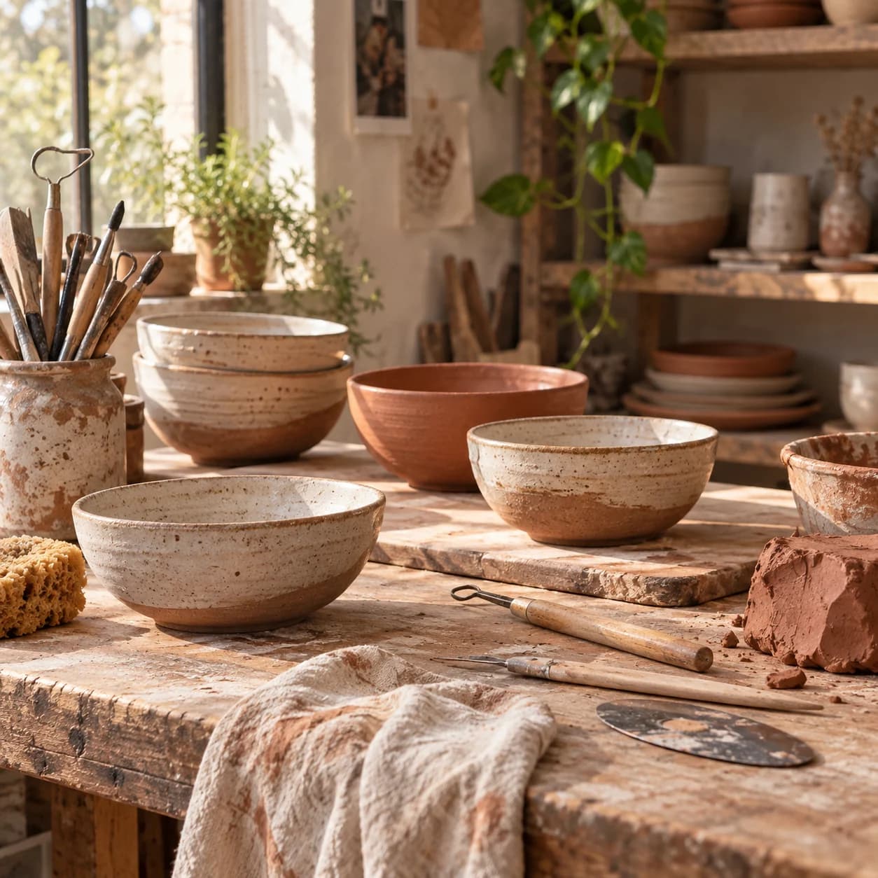 Illustrative ceramic maker's workbench