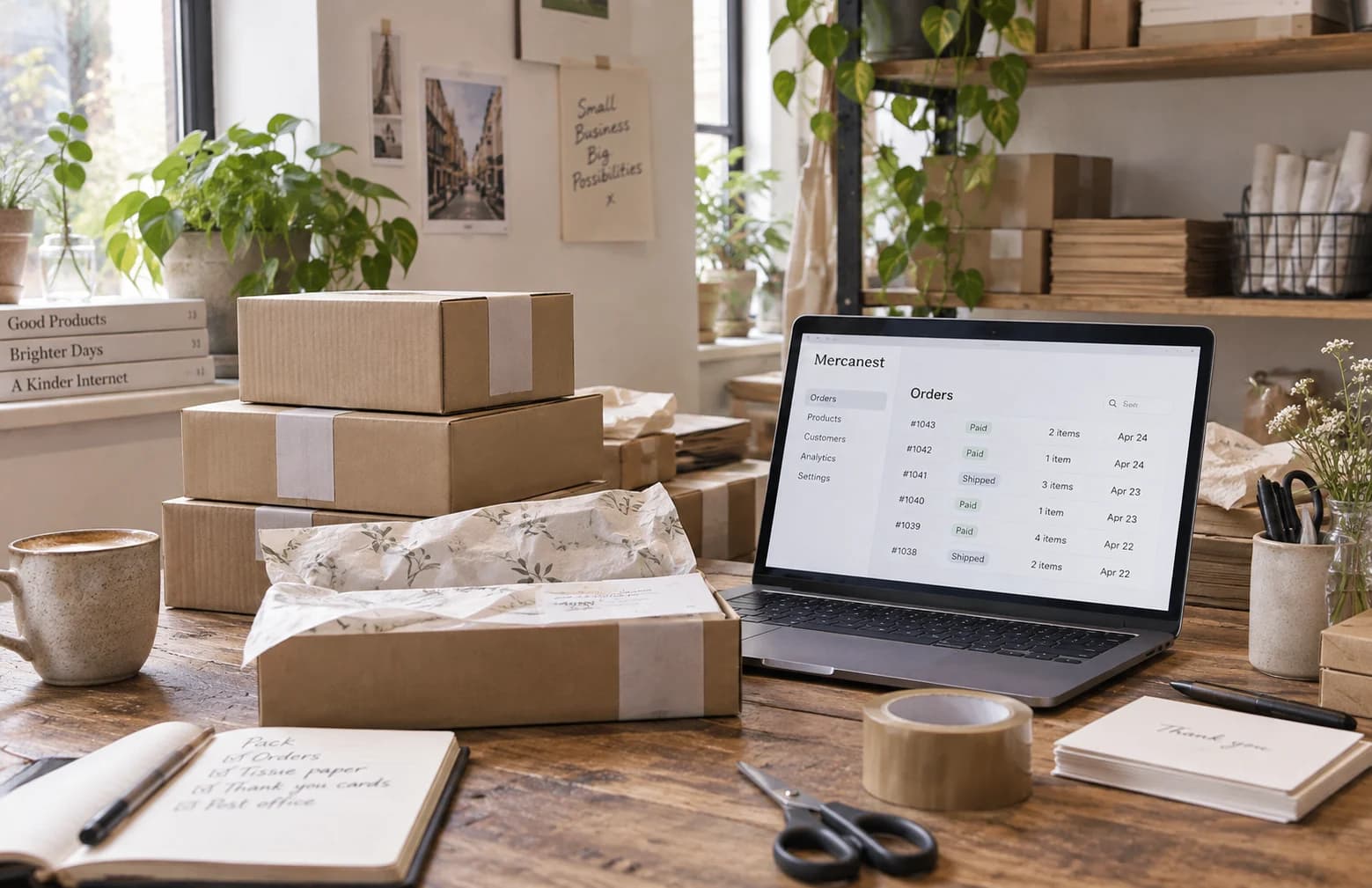 Illustrative independent store order-packing workspace
